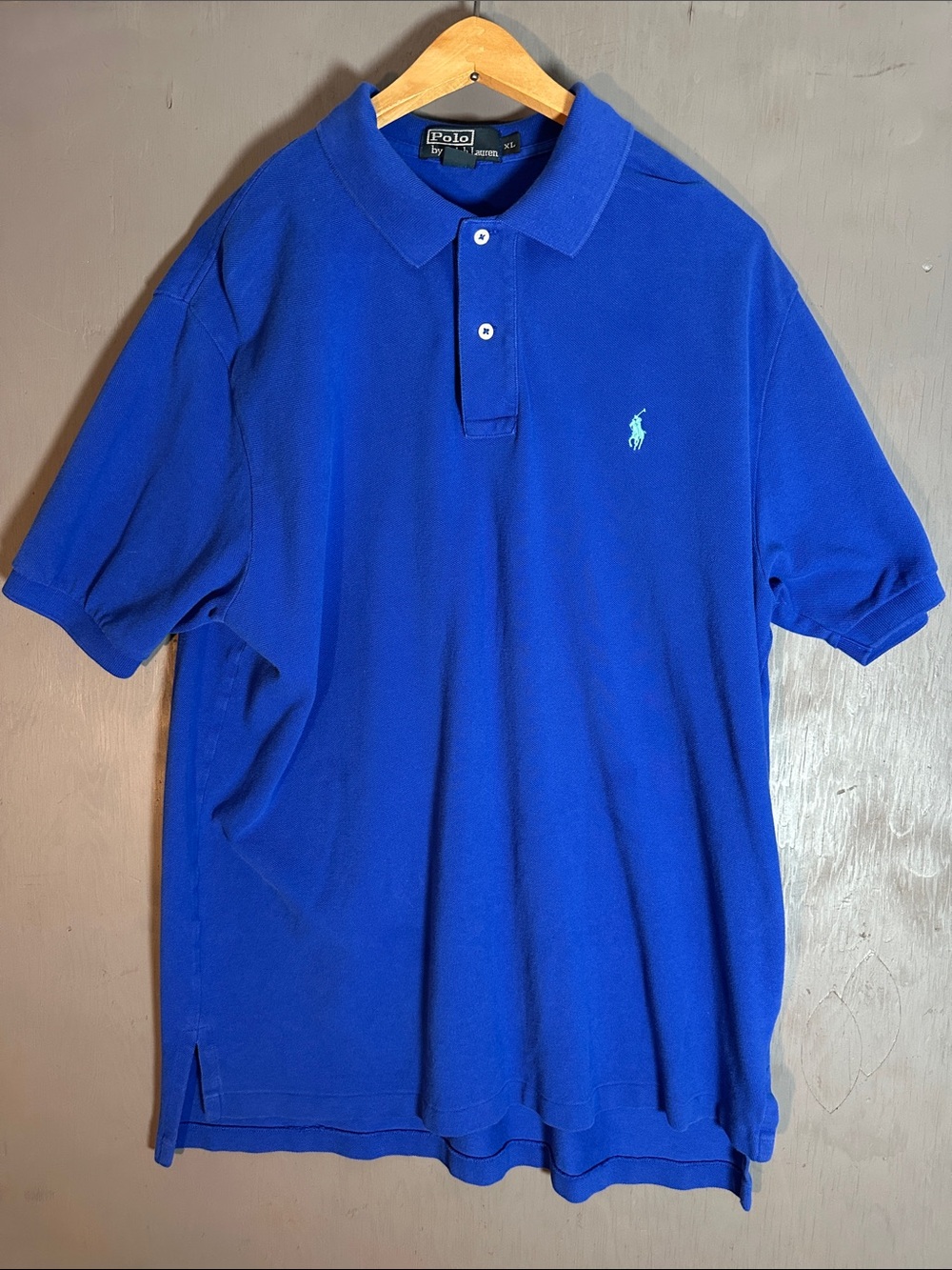 Polo by Ralph Lauren Men’s Cobalt Blue Pique Polo with Mint Pony